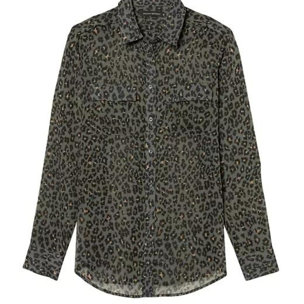 Banana Republic Dillon-Fit Green Leopard